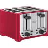 bella 4 Slice Toaster with Auto Shut Off, Extra Wide Slots & Removable Crumb Tray and Cancel, Defrost & Reheat Function, Toast Bread & Bagel, Black(Stainless Steel and Red)