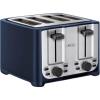 bella 4 Slice Toaster with Auto Shut Off, Extra Wide Slots & Removable Crumb Tray and Cancel, Defrost & Reheat Function, Toast Bread & Bagel, Black(Stainless Steel and Blue)
