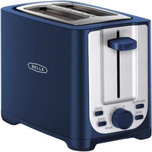 bella 4 Slice Toaster with Auto Shut Off, Extra Wide Slots & Removable Crumb Tray and Cancel, Defrost & Reheat Function, Toast Bread & Bagel, Black(Blue)