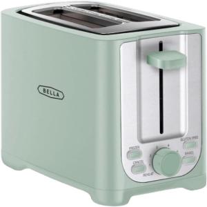 bella 4 Slice Toaster with Auto Shut Off, Extra Wide Slots & Removable Crumb Tray and Cancel, Defrost & Reheat Function, Toast Bread & Bagel, Black(Sage)