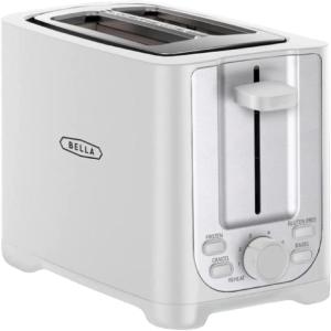 bella 4 Slice Toaster with Auto Shut Off, Extra Wide Slots & Removable Crumb Tray and Cancel, Defrost & Reheat Function, Toast Bread & Bagel, Black(White)