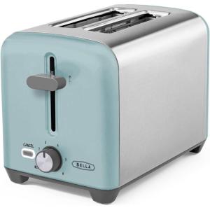 bella Stainless Steel 2 Slice Toaster with Extra Wide Slots & Removable Crumb Tray – 6 Browning Options, Auto Shut Off & Reheat Function – Toast Bread, Bagel & Waffle(Stainless Steel and Aqua)