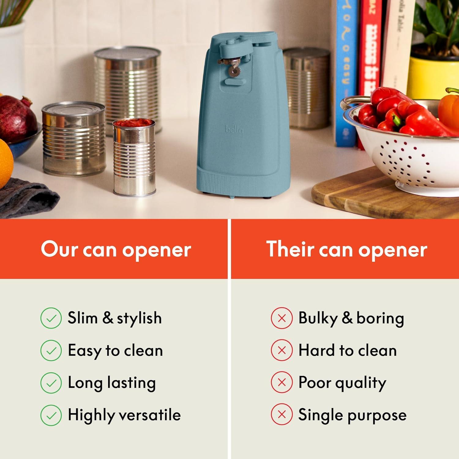 image:imagebella Automatic Can Opener Hands Free Battery Operated Cordless Stainless steel blade to open any Size Can with Magnet to Safely Remove Lid Seamless Opening Decreases Sharp Edges SlateSurf
