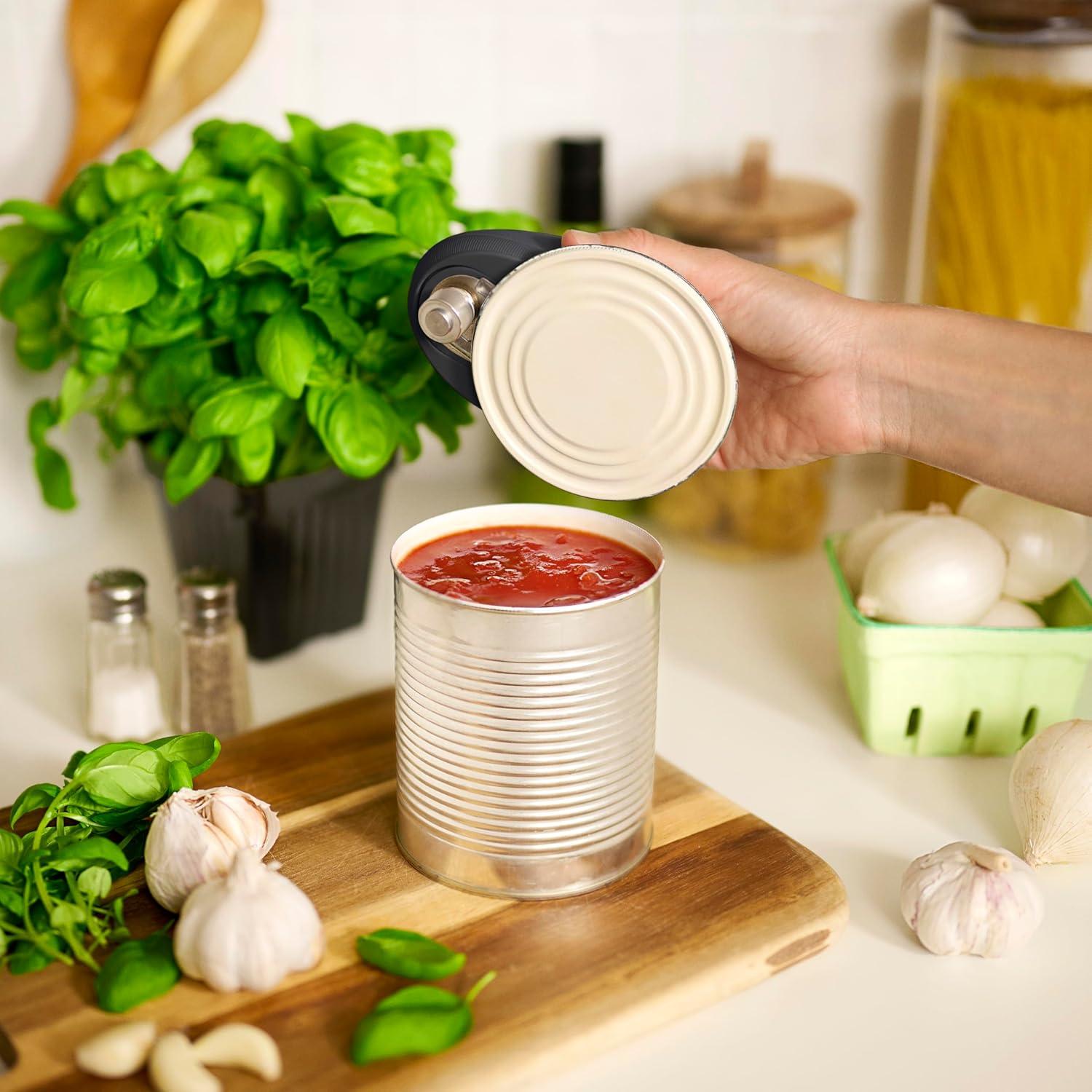 image:imagebella Automatic Can Opener Hands Free Battery Operated Cordless Stainless steel blade to open any Size Can with Magnet to Safely Remove Lid Seamless Opening Decreases Sharp Edges SlateSlate