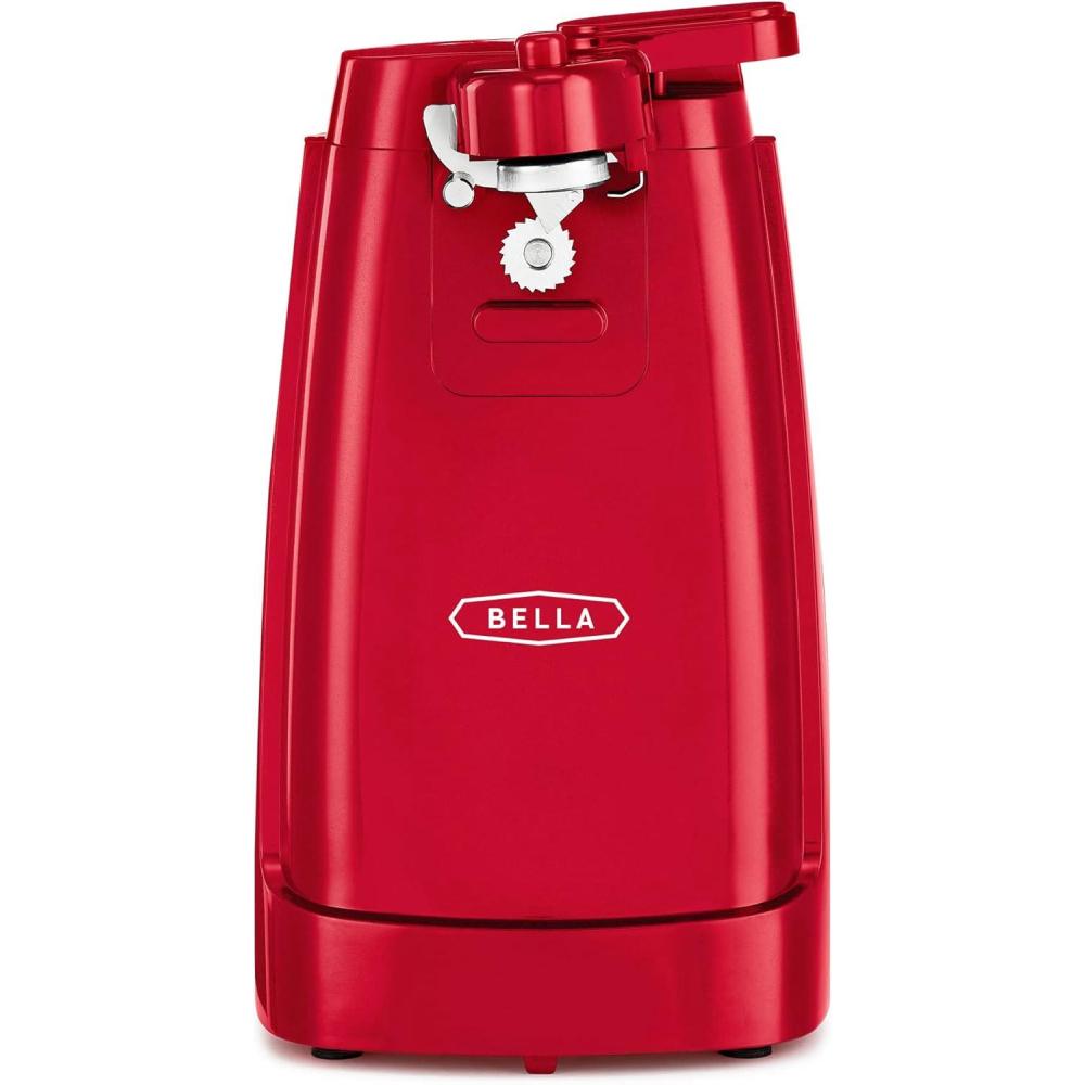 image:imagebella Automatic Can Opener Hands Free Battery Operated Cordless Stainless steel blade to open any Size Can with Magnet to Safely Remove Lid Seamless Opening Decreases Sharp Edges SlateRed