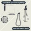 bella 2 Piece Compact Masher and Whisk Set, Fold Flat, Stainless steel and silicone, Foldable Masher, Ballon Whisk, Flat Whisk, Non-stick, Nonslip, Heat safe to 425°F, Slate(Slate)