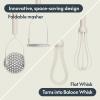bella 2 Piece Compact Masher and Whisk Set, Fold Flat, Stainless steel and silicone, Foldable Masher, Ballon Whisk, Flat Whisk, Non-stick, Nonslip, Heat safe to 425°F, Slate(Oatmilk)