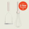 bella 2 Piece Compact Masher and Whisk Set, Fold Flat, Stainless steel and silicone, Foldable Masher, Ballon Whisk, Flat Whisk, Non-stick, Nonslip, Heat safe to 425°F, Slate(Oatmilk)