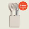 bella 7 Piece Modular Gadget Set, Grater, Pizza Cutter, Ice Cream Scoop, Peeler, Shears, Bottle Opener, Crock with removable divider, Dishwasher Safe, Slate(Oatmilk)