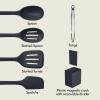bella 7 Piece Modular Gadget Set, Grater, Pizza Cutter, Ice Cream Scoop, Peeler, Shears, Bottle Opener, Crock with removable divider, Dishwasher Safe, Slate(Slate)