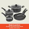 bella Cookware Set, 12 Piece Pots and Pans with Utensils, Nonstick PFOA Free Scratch Resistant Cooking Surface Compatible with All Stoves, Nylon and Aluminum, Black(Black)