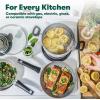 bella Cookware Set, 12 Piece Pots and Pans with Utensils, Nonstick PFOA Free Scratch Resistant Cooking Surface Compatible with All Stoves, Nylon and Aluminum, Black(Cream)