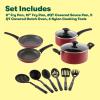 bella Cookware Set, 12 Piece Pots and Pans with Utensils, Nonstick PFOA Free Scratch Resistant Cooking Surface Compatible with All Stoves, Nylon and Aluminum, Black(Red)