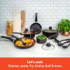 bella Cookware Set, 12 Piece Pots and Pans with Utensils, Nonstick PFOA Free Scratch Resistant Cooking Surface Compatible with All Stoves, Nylon and Aluminum, Black(Black)