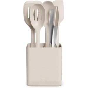 bella 7 Piece Modular Gadget Set, Grater, Pizza Cutter, Ice Cream Scoop, Peeler, Shears, Bottle Opener, Crock with removable divider, Dishwasher Safe, Slate(Oatmilk)