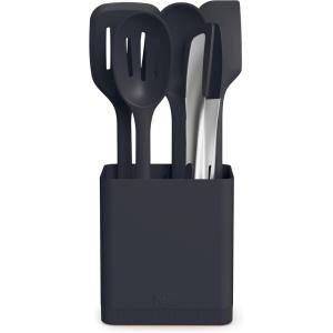 bella 7 Piece Modular Gadget Set, Grater, Pizza Cutter, Ice Cream Scoop, Peeler, Shears, Bottle Opener, Crock with removable divider, Dishwasher Safe, Slate(Slate)