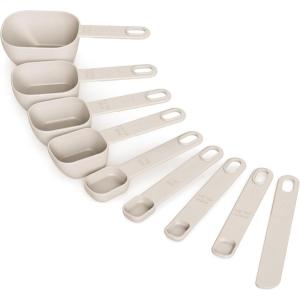 bella 9 Piece Nested Measuring Cups & Spoons Set, Stackable, 4 Cups, 4 spoons, 1 Leveler, Non-slip handles, Kitchen Cooking Baking Measuring Set, BPA Free, Dishwasher Safe, Oatmilk(Oatmilk)